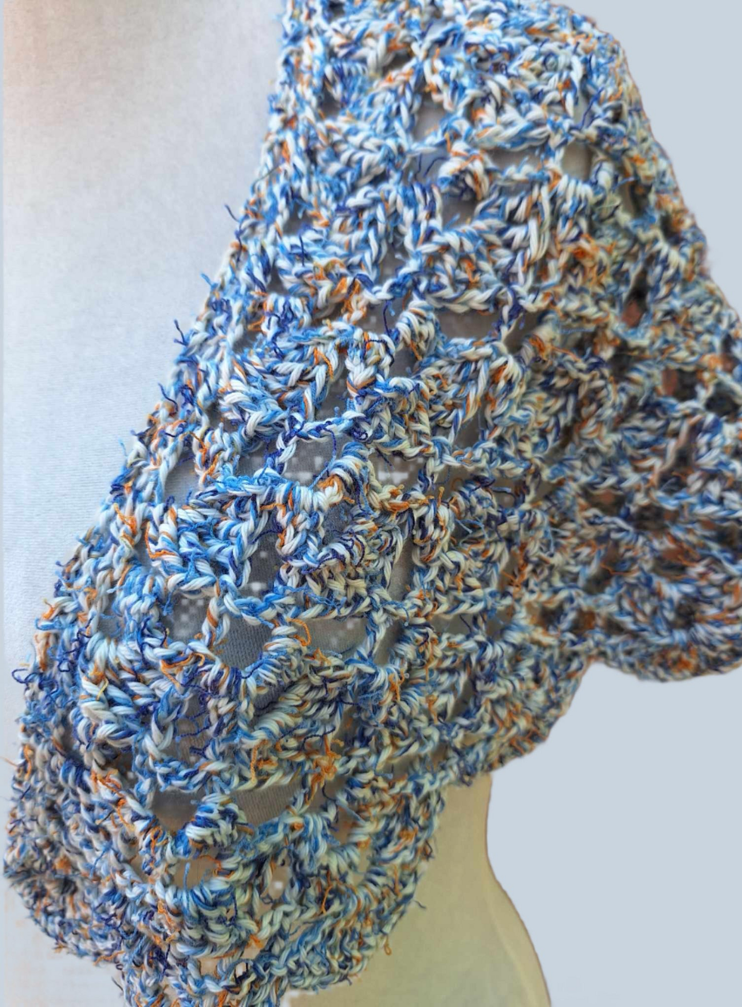 Lemurian Aquatine Calcite Lace Shawl.