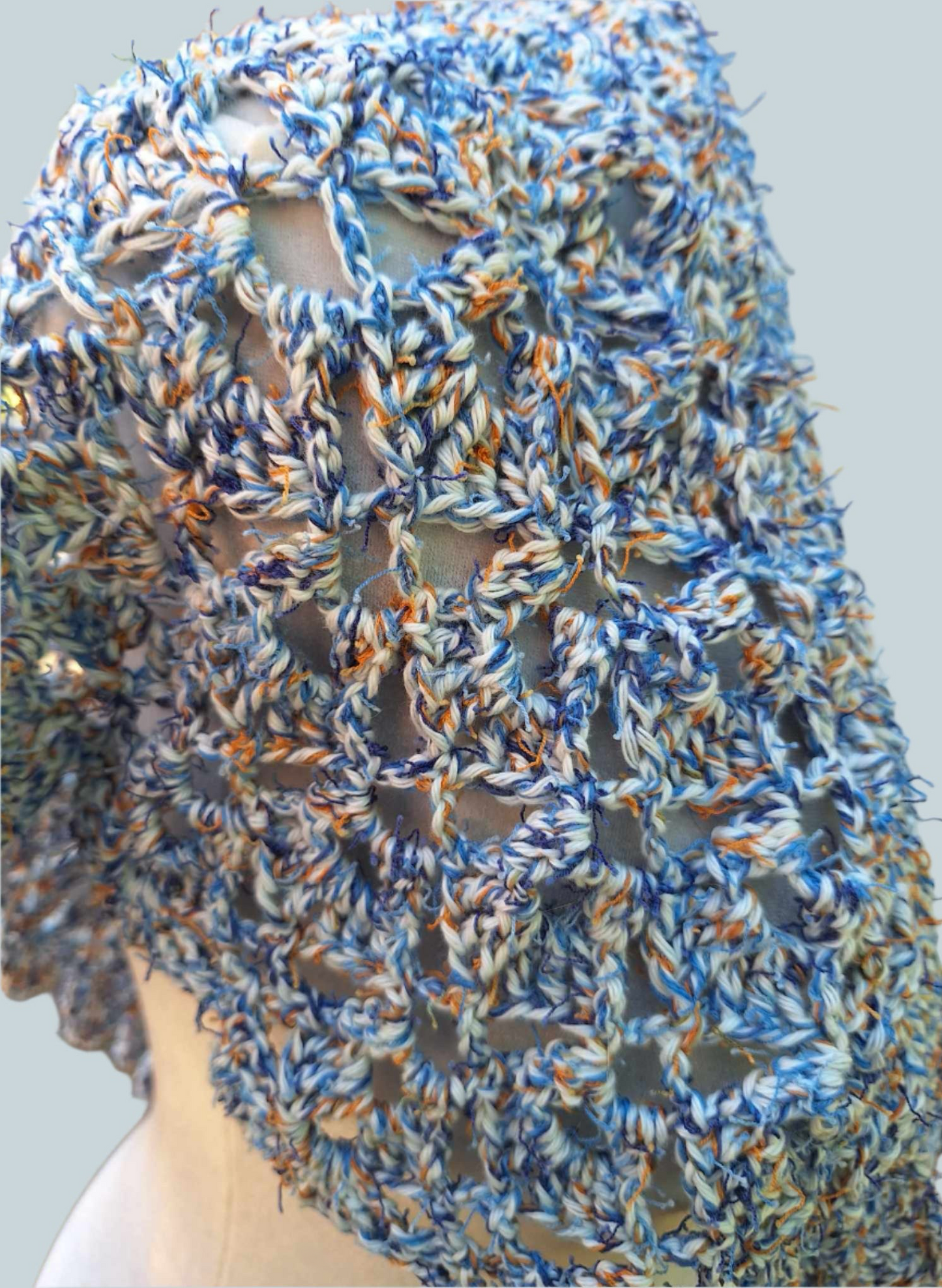 Lemurian Aquatine Calcite Lace Shawl.