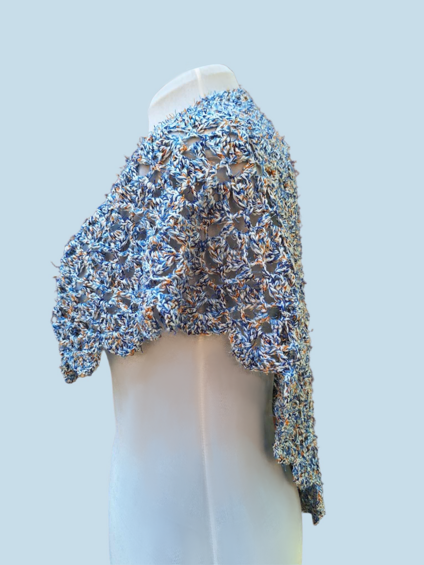 Lemurian Aquatine Calcite Lace Shawl.