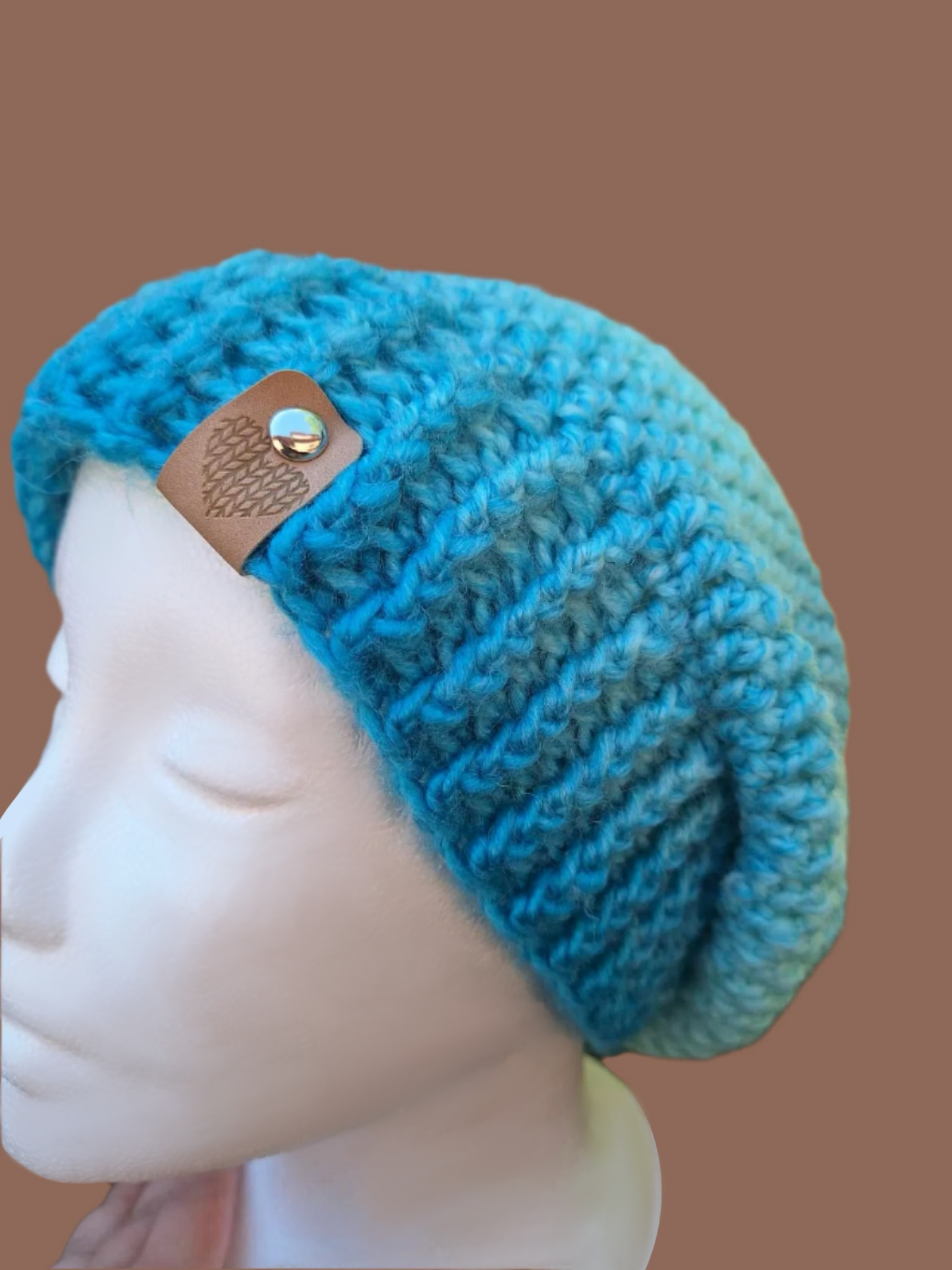 Aqua Aura Quartz Slouch Beanie