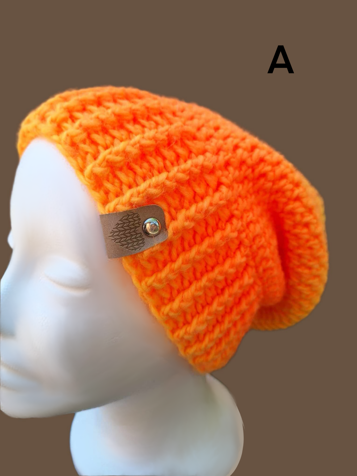 Orange Fire Opal Slouch Beanie