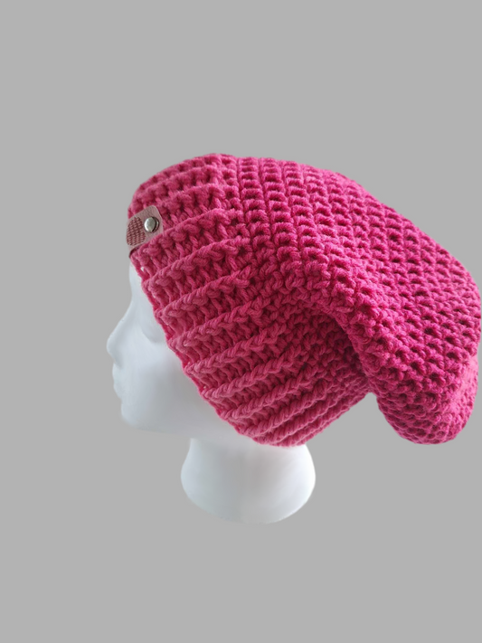 Pink Spinel Slouch Beanie
