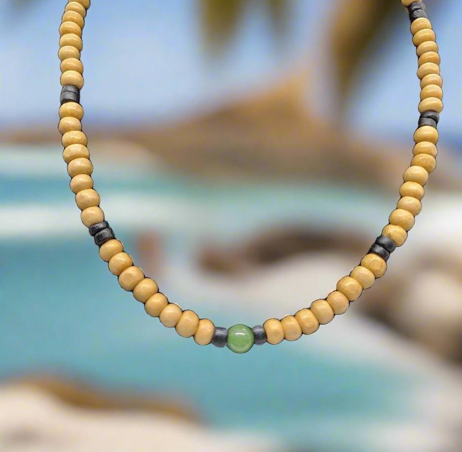 Light brown wood necklace