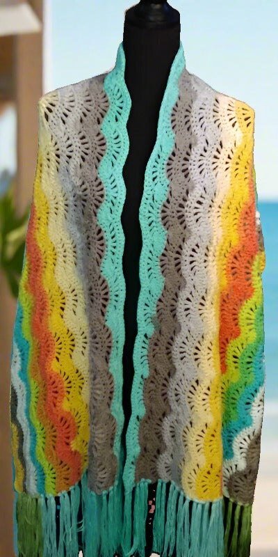 Evan Gradient Shell-Stitch Shawl