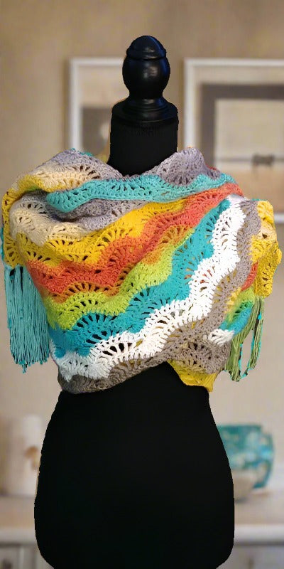 Evan Gradient Shell-Stitch Shawl