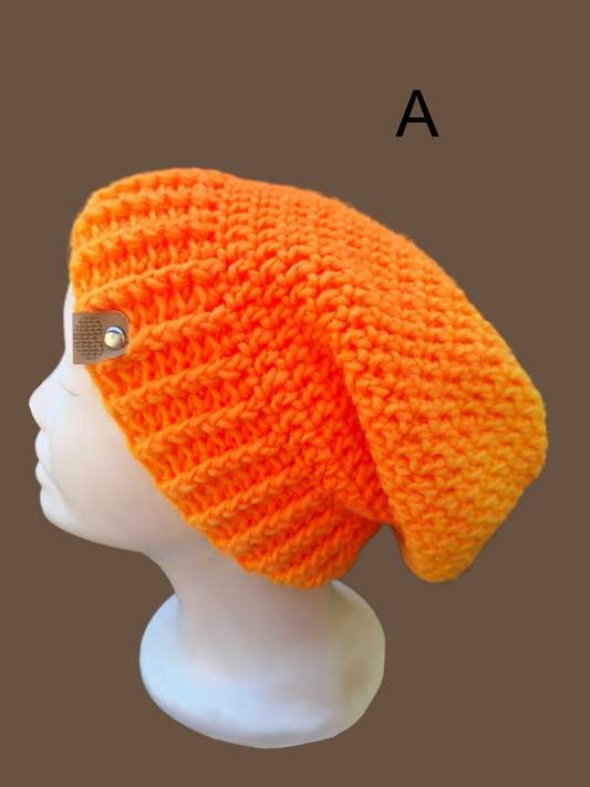 Orange Fire Opal Slouch Beanie