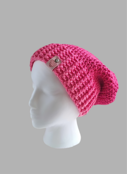 Pink Spinel Slouch Beanie