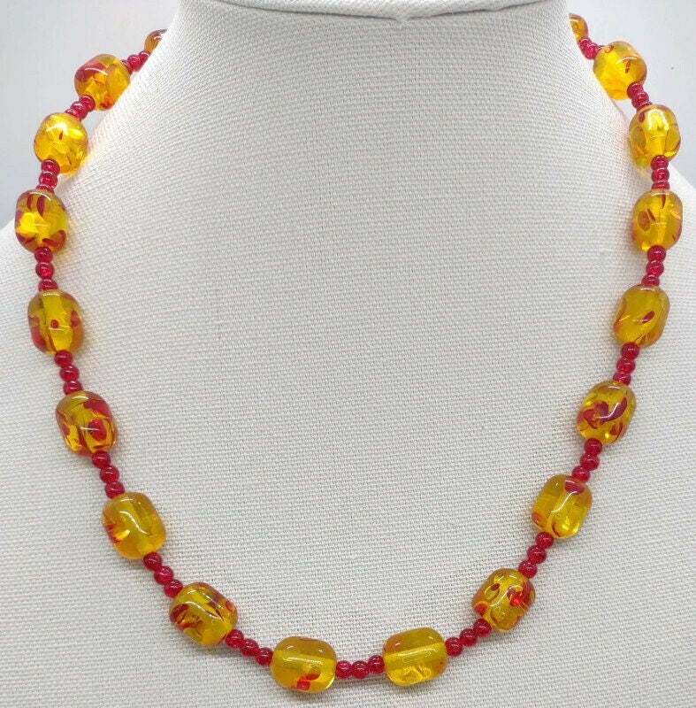 Handcrafted resin beaded necklace