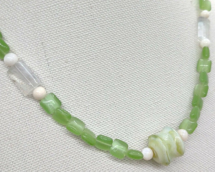 Apple Green Beaded Necklace