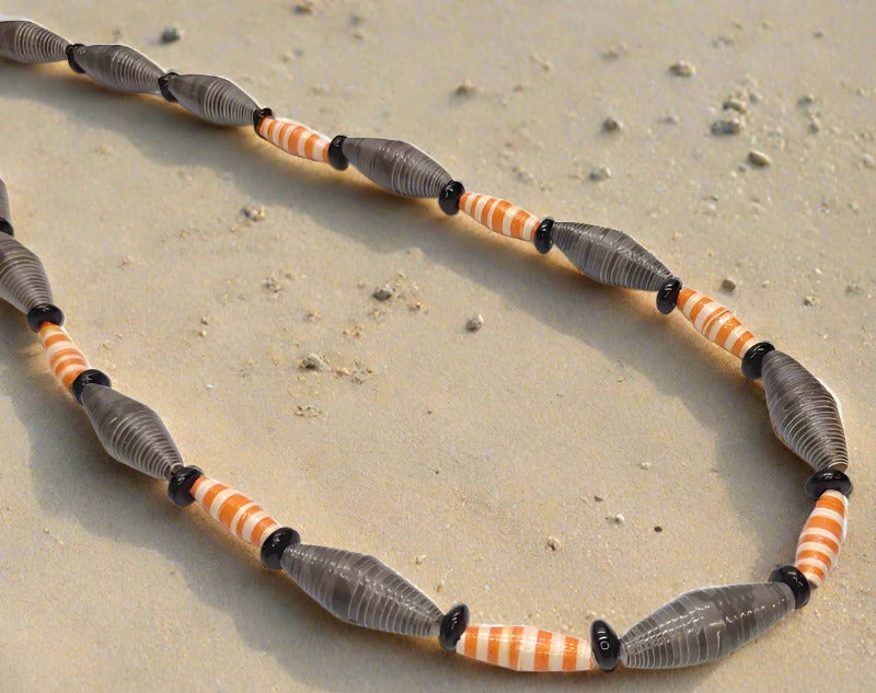 Gray Paper Bead Necklace