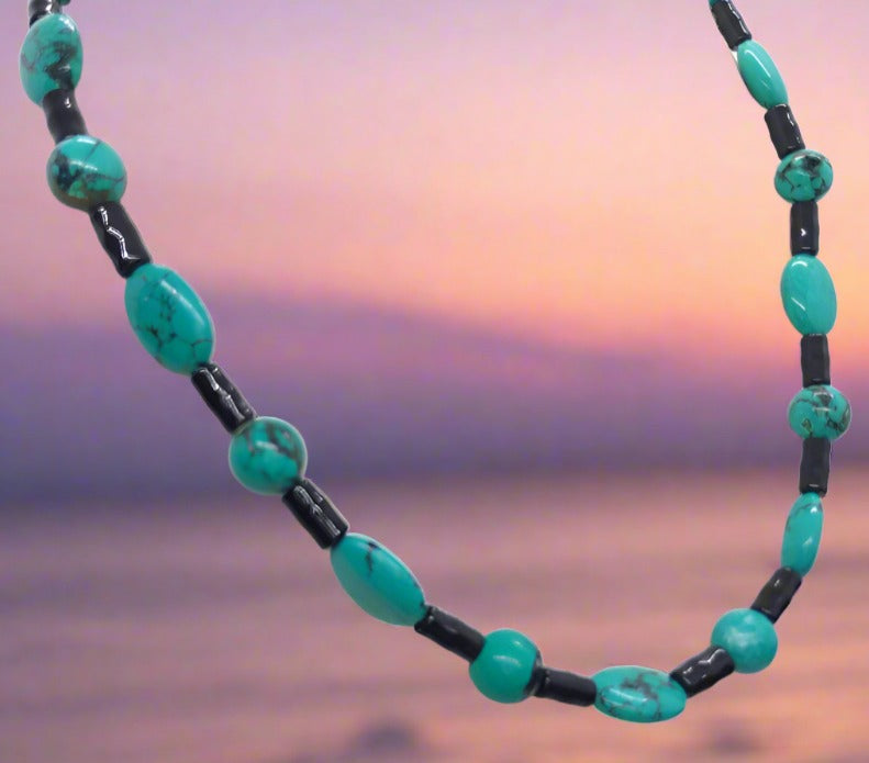 Turquoise Glass Bead Necklace