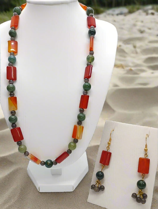 Handcrafted Beaded Necklace and Earring Set
