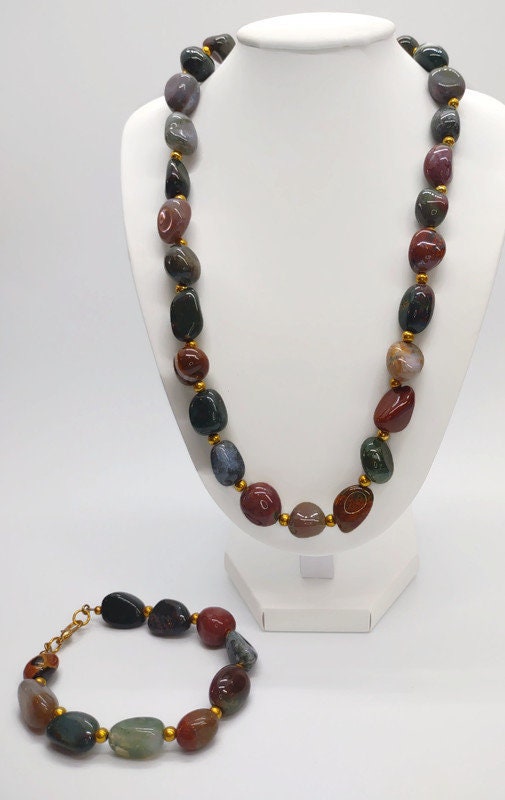 Stone Necklace and Bracelet Set