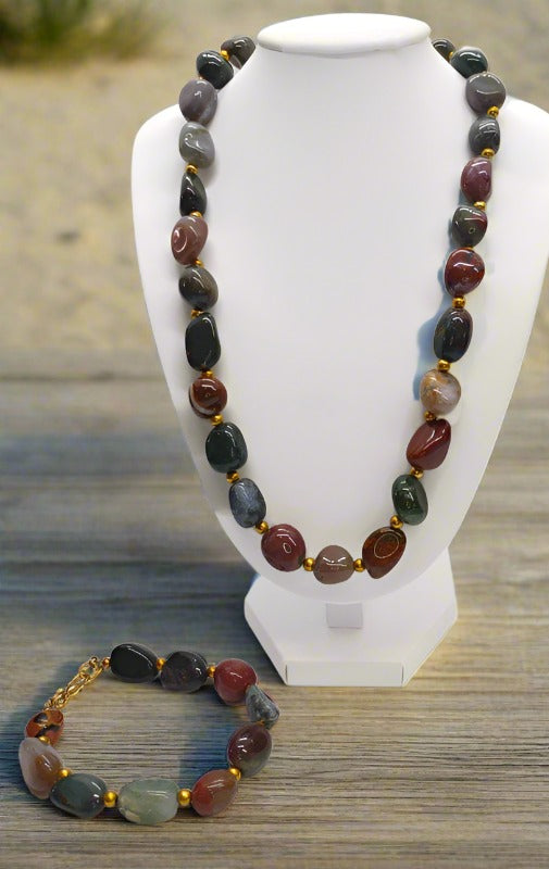 Stone Necklace and Bracelet Set