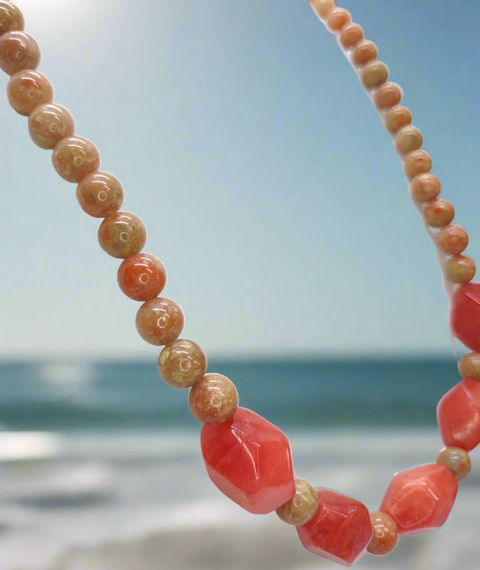 Orange and Cream Stone Necklace