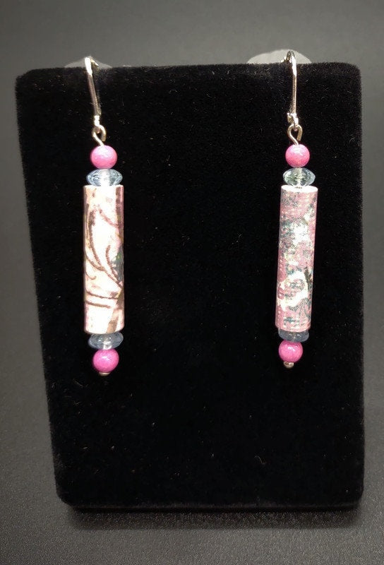 Paper and Glass bead Earrings