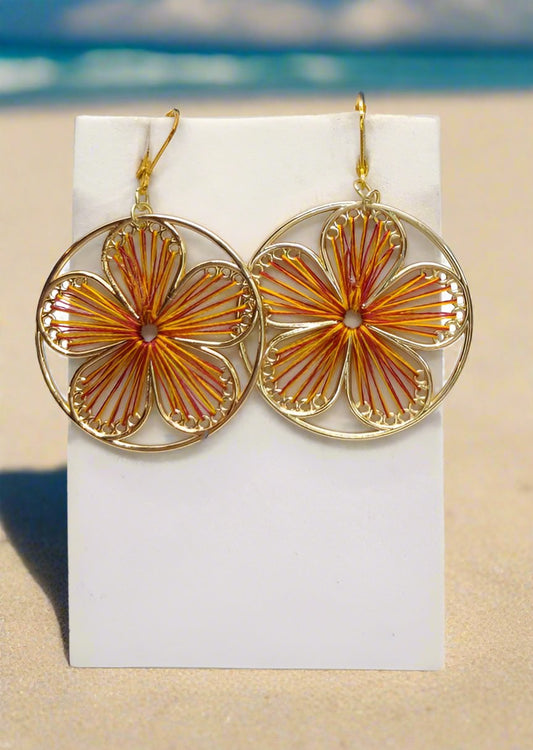 Flower Silk Thread Earrings Handcrafted