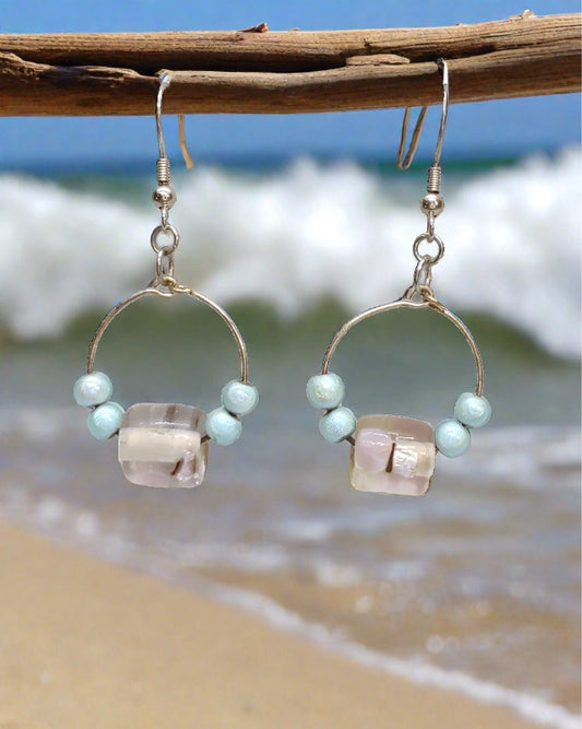Blue, clear, and purple Earrings
