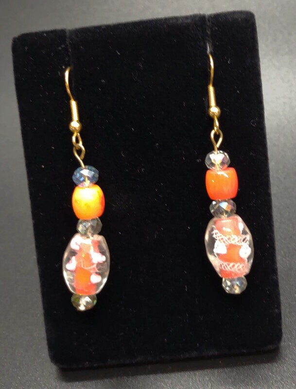 Red dangle earrings