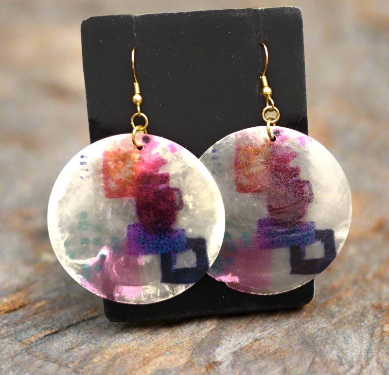 Colorful shell earrings.