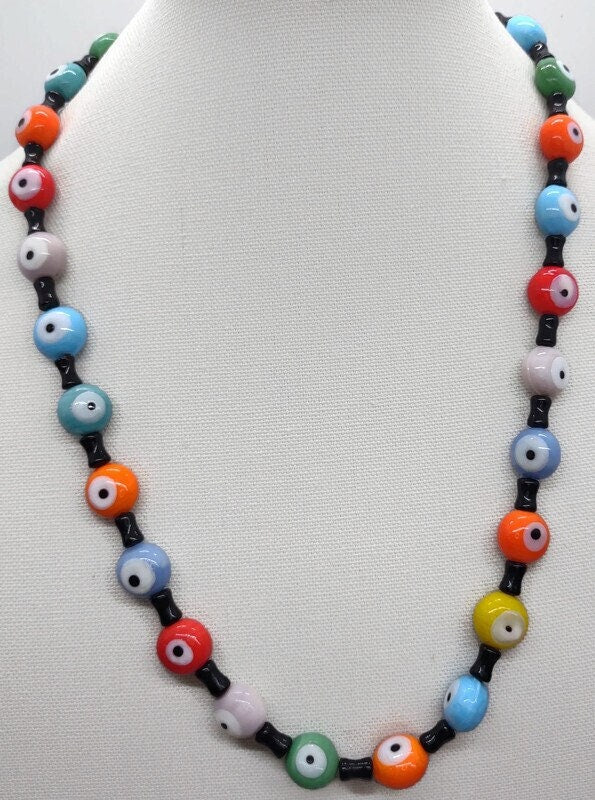 Multi Colored Glass Bead Necklace