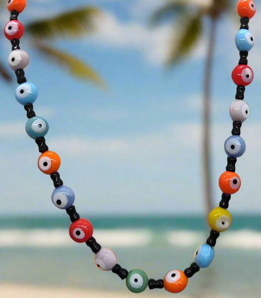 Multi Colored Glass Bead Necklace