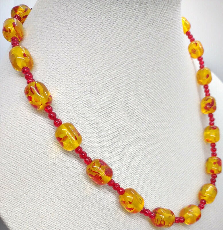 Handcrafted resin beaded necklace
