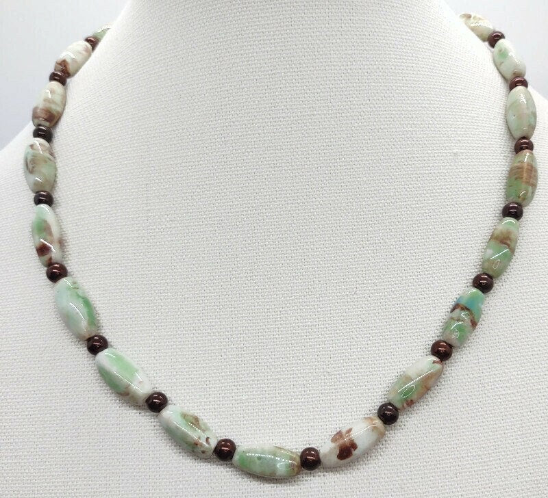 Mint and Brown beaded Necklace