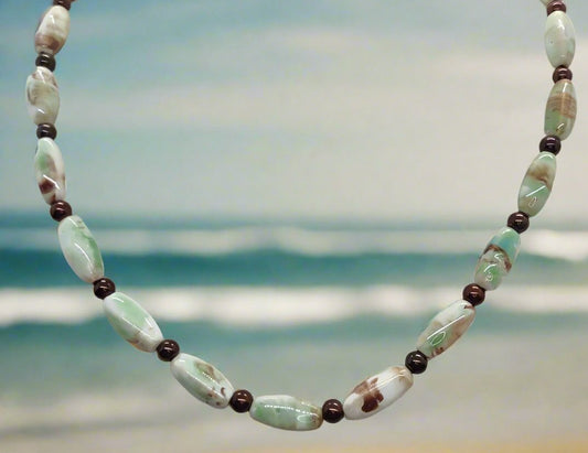 Mint and Brown beaded Necklace