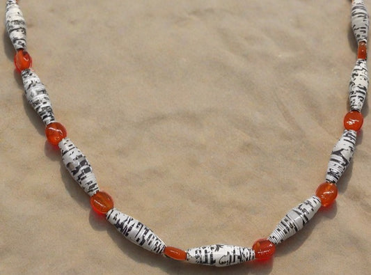 Black and White Paper Bead Necklace