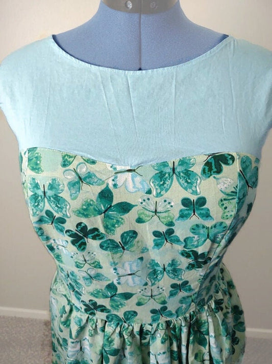 Plus size teal butterfly dress