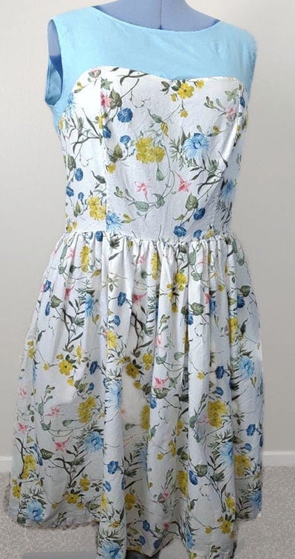 Plus sized Light blue and white floral dress