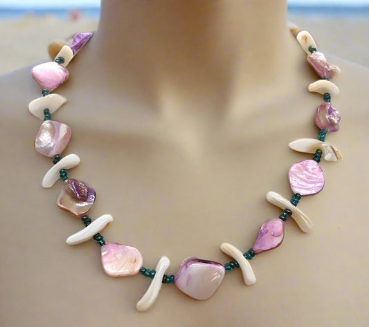 Handcrafted Shell and Glass Necklace