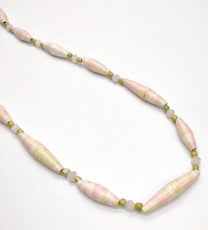 Pink Paper bead Necklace