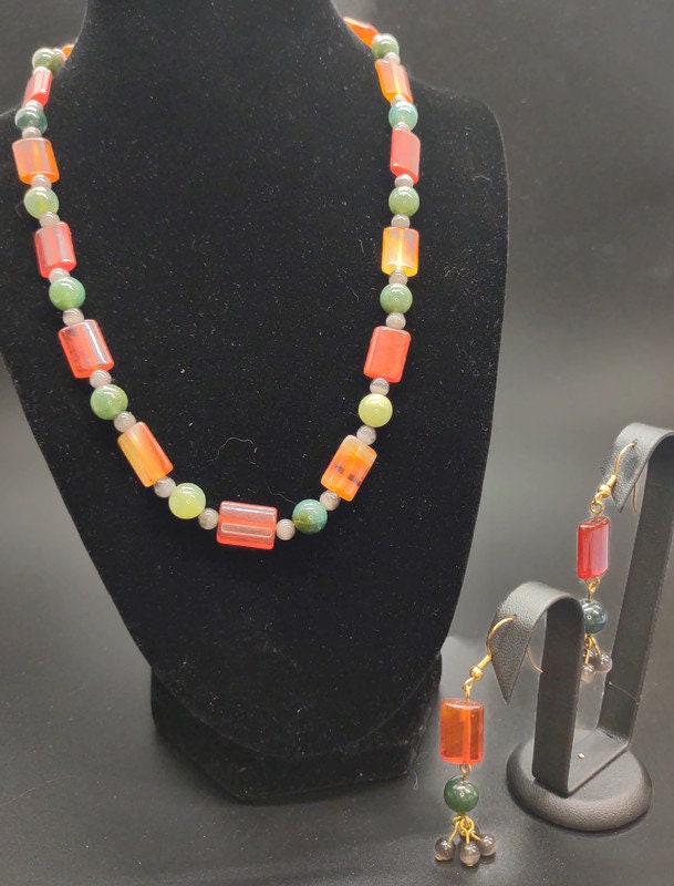 Handcrafted Beaded Necklace and Earring Set