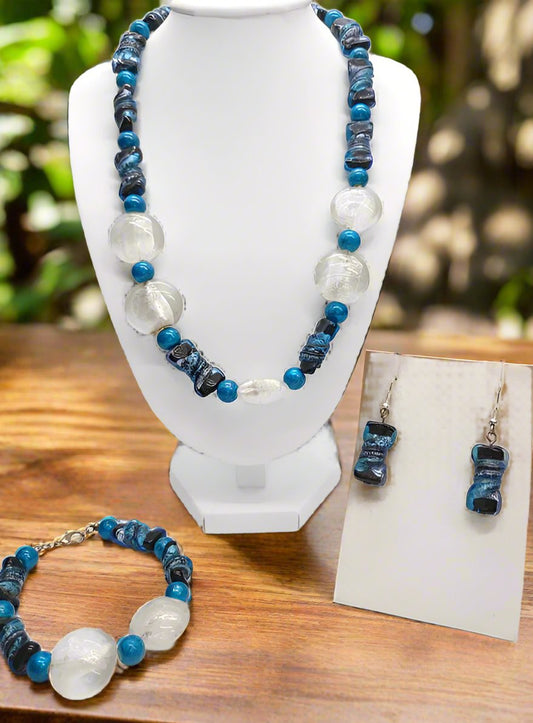 Handcrafted glass bead necklace