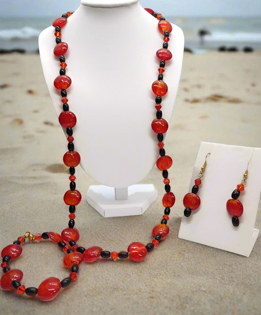 Handcrafted glass bead necklace set