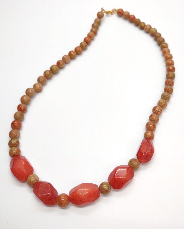 Orange and Cream Stone Necklace