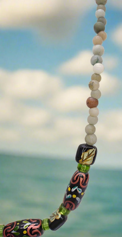 Stone and Painted Bead Necklace