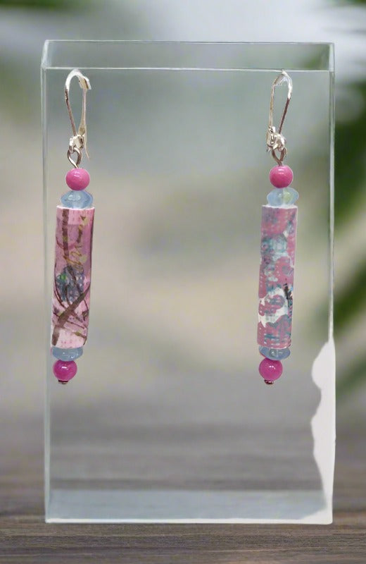 Paper and Glass bead Earrings