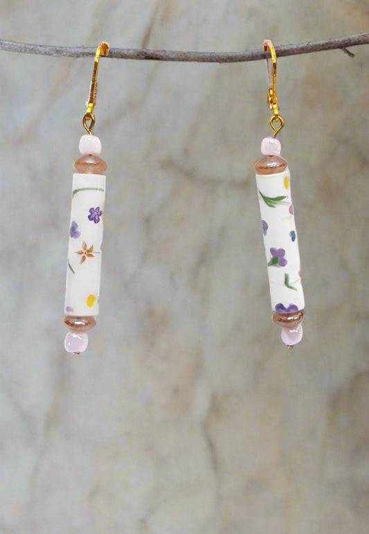 Paper bead Floral Print Earrings