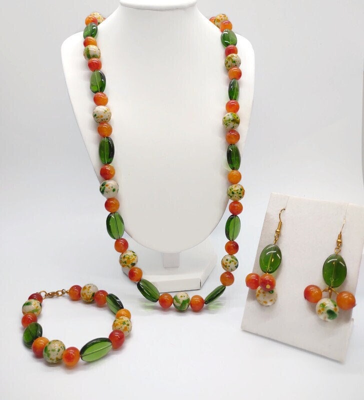 Handcrafted glass bead neaklace set