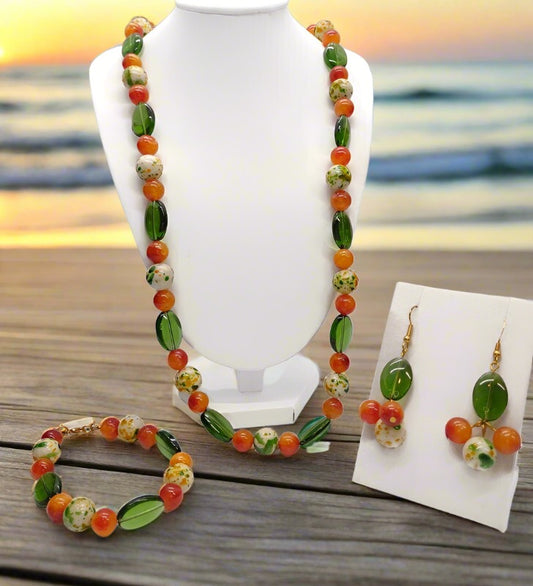 Handcrafted glass bead neaklace set