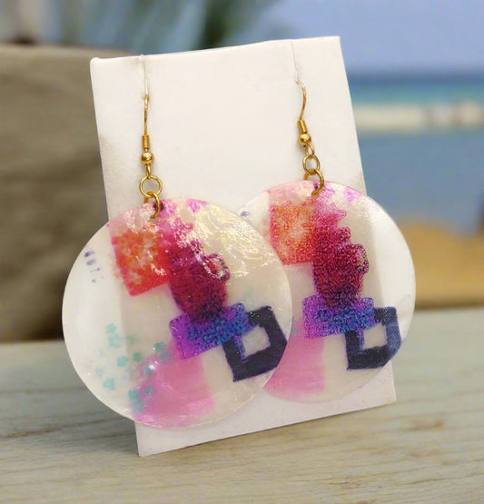 Colorful shell earrings.