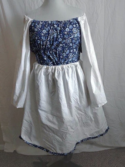 Blue floral top and skirt.